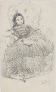 Nelly（Helen Ionides）1866-69（白い紙に鉛筆） 作： James Abbott McNeill Whistler